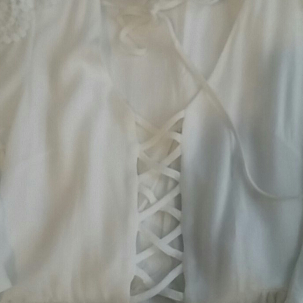 White Lace up crochet romper